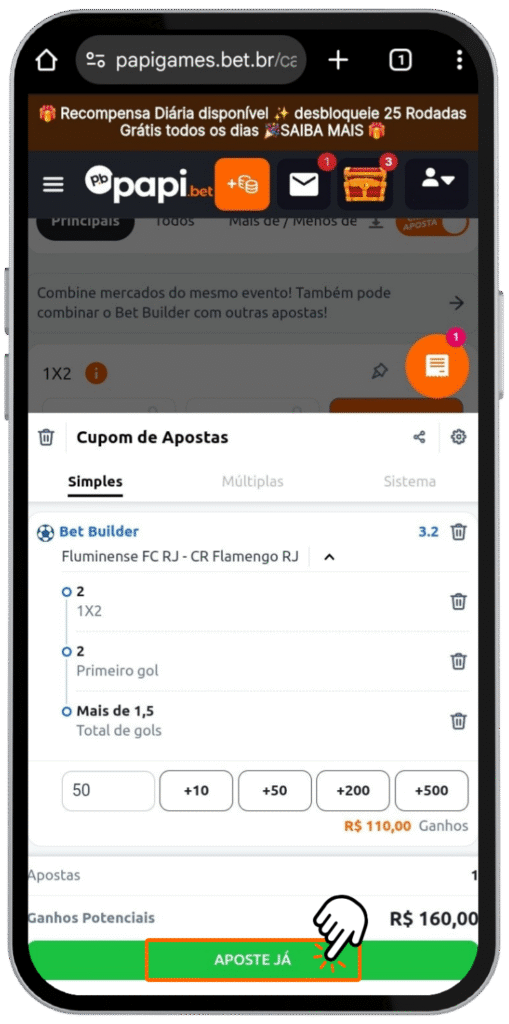 Bet Builder na Papi.bet Criar. Aprenda a criar Aposta combinada